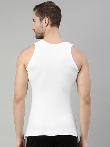 Image of Dixcy Scott Originals Classic Ribbed Vest |100% Combed Cotton | Rib 2x2 Men's Vest | No-Peep Neckline | Breathable, Sweat Absorbent Vest for Men | Cut Away Back Arm Hole | Innerwear for Man |Pack of 3