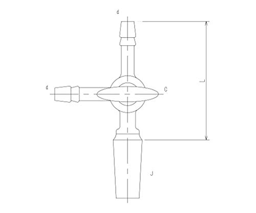 摺付三方コックⅡ型 オス ガラスコック 2454-4L