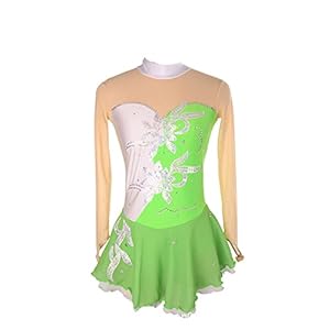 Meisjes kunstschaatsen jurk, dansvoorstelling competitie kleding ijs pak bloemen patroon ijs rok kleding jurken handgemaakt FiveShops (Color : N, Grootte : M)