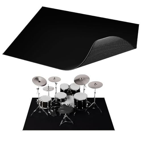 Drum Rug 4x6Ft, Drum Mat with Non-Slip Grip Bottom, Drum Mats and Rugs with Tightly Woven Fabric, Electric Drum Carpet for Noise Reduction, Soundproof Rug, Drum Accessories Gifts, Black
