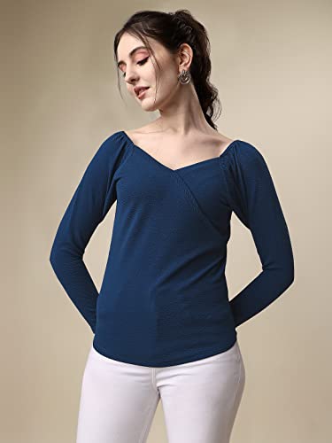 Image of Sheetal Associates Women's Solid Regular Fit Polyester Long Sleeve Classy Casual Top