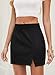 JPGLOV Women's Faux Suede Skirt with Slit High Waisted A-Line Bodycon Short Mini Skirts Black M