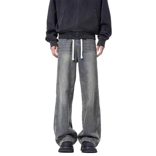 Men's Jeans Summer American Straight Retro Drawstring Denim Long Pants for Men2