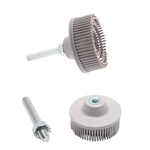Jersvimc 2Pcs 120 Grit White Bristle Disc Attachment 2 Inch Abrasive Bristle Disc Gasket Removal Disc with 1/4 Shank Coating Removal Disc for Rotary Tool