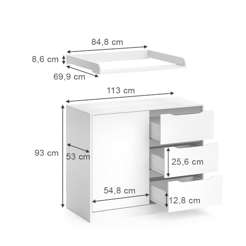 Commode à langer convertible Vicco Ruben pour gagner de l'espace