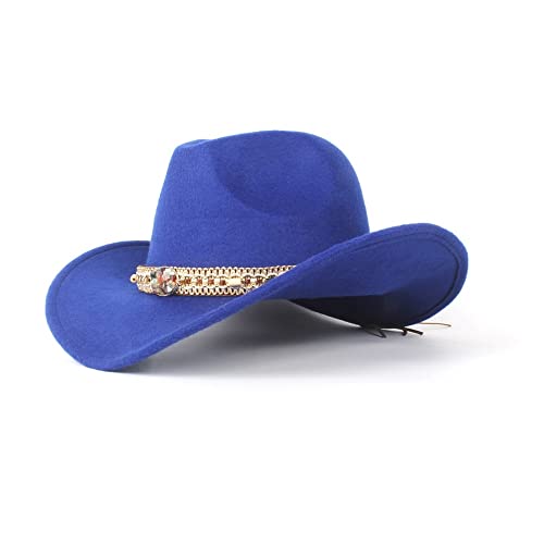 SGJFZD Chapeau de cowboy western vintage élégant pour homme et femme - Automne et hiver - Chapeau de cowboy pour homme et femme - Chapeau western avec ceinture tissée (couleur : rose, taille : 56-58) Cover