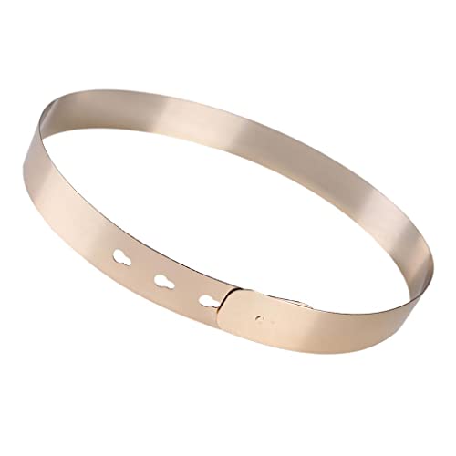 Women' Belt, Large Shiny Plate Waist Mirror, Gold, 76 cm