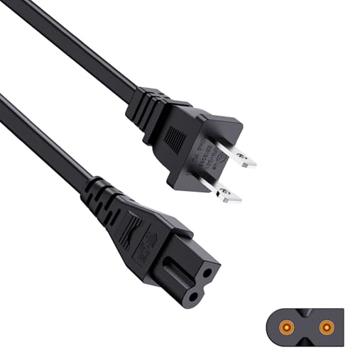 10 FT AC Power Cord for Vizio D/E/M Series TV, Vizio Sound Bar, Philips Sharp Sanyo Emerson TV, Sony PS1/PS2, Bose Music System Speaker 2 Prong Polarized Cable Replacement
