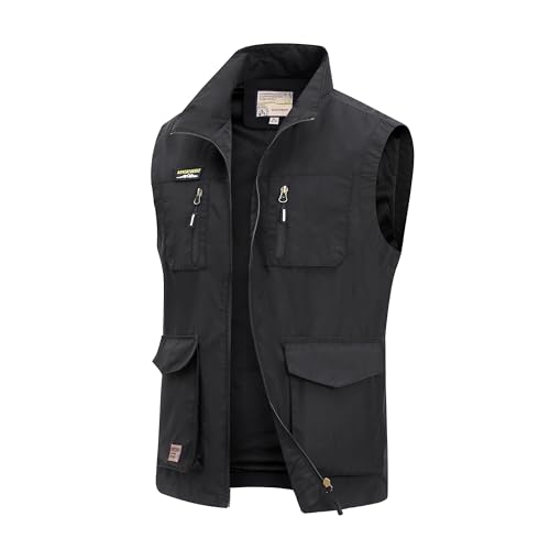 MeiLayM Chaleco de pesca de Trabajo con múltiples bolsillos Aire Libre Respirable Chaleco chaqueta sin mangas para Deportes Chalecos Casual Cámping Fotografía Viajes Secado Rápido Chaleco