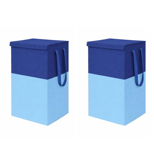 Image of Extra Large Laundry Bag 75 Liter, Foldable Fabric Laundry Basket with Lid & Carry Handles for Clothes Storage (2, blue)