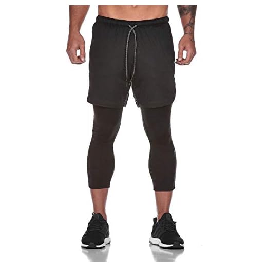 Ducomi herr fitness shorts + leggings kompression löpning 2-i-1 – långa byxor och shorts gym – lätta idrotter för löpning, sport, fitnesstudio och basket