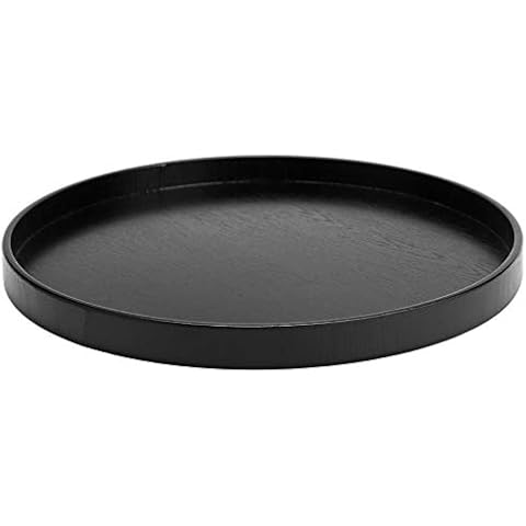 Bandeja de té antideslizante negra redonda de madera Cover