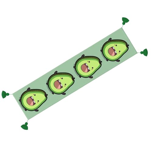 Chemin de table avocat rustique à franges de 152 cm pour table de Noël - 3