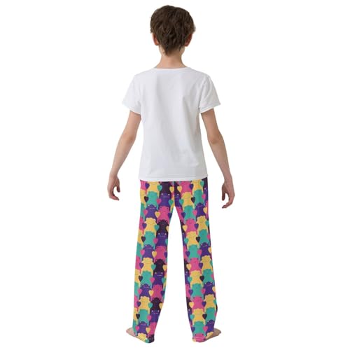 Colorful Frogs Love Heart Boys Long Pants Soft Trousers Elastic Waist Kids Lounge Bottoms with Pockets S-XL3