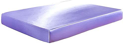 1 Piece Satin Fitted Sheet Only Classic Luxury Silky Soft Bed Sheets Solid Color (Lavendar, Fitted Sheet(Queen))