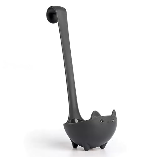 Cucharón de Sopa para Gatos, Cuchara para Servir Salsas y Sopas, Regalos de Halloween, Gato Negro, Regalos Góticos, Bonitos Accesorios de Cocina, Ideal para Sopas, Caldos, Guisos y Salsas
