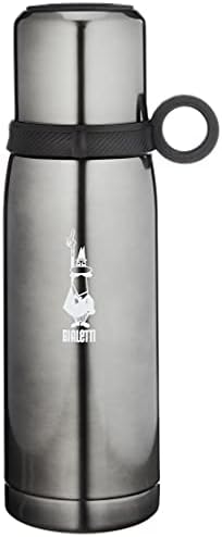 Bialetti - Termos - 460m L - Koyu Gri Renk - Paslanmaz Çelik - Çift Katmanlı - 12 Saat Sıcak 24 Saat Soğuk Tutar - Bardaklı Kapak Özelliği — Amazon ürün görseli