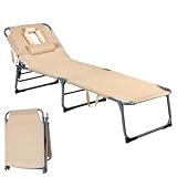 GOPLUS Tumbona Plegable, 194x60x36cm (Beige)