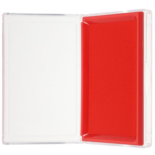 Homoyoyo Almohadilla de Tinta Roja Rápida Secado Caja Cuadrada Portátil de ABS Transparente Multiusos para Caligrafía Pintura y Contabilidad Suministros Prácticos para Oficina y