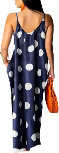 Image of Women's Casual Summer Maxi Dresses Sleeveless Adjustable Spaghetti Strap Loose Plus Size Dresses