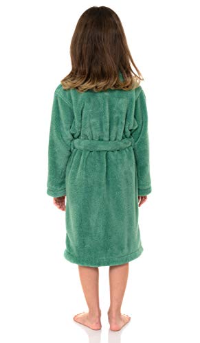 Towelselections Girls Robe, Kids Plush Kimono Soft Fleece Bathrobe Size 10 Winter Green #TOP1