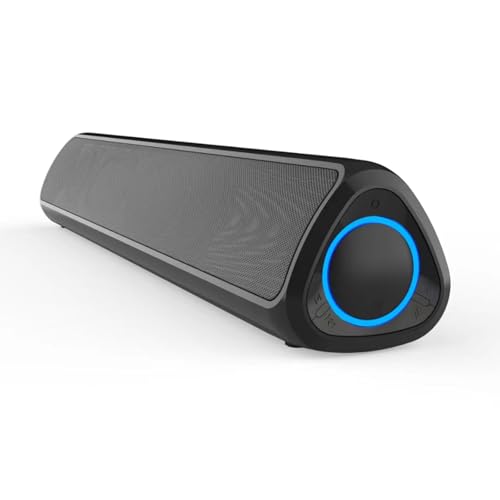 Image of JUSTOP Wireless Bluetooth Sound Bar Speaker, USB-C, Built-in Rechargeable Battery, Micro SD Slot, Space-Saving Wireless Sound Bar for PC, TV, Laptop, Mobile Device & Gaming Consoles