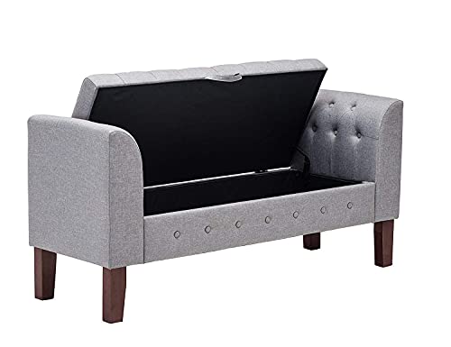 Awonde Armed Storage Bench For Bedroom Entryway Living Room Upholstered Tufted Ottoman Bench Gray #TOP4