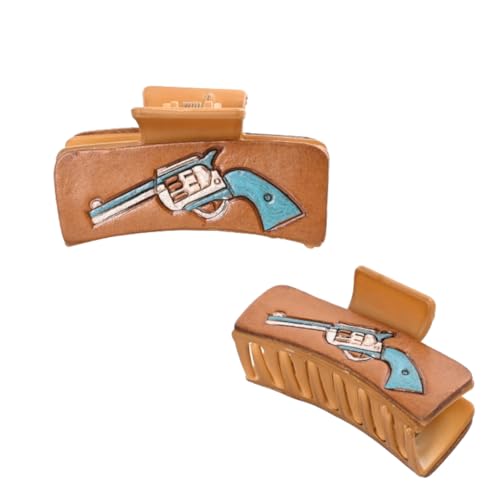 Western Cowhide Hair Claw Clip 3.5' | Hand Tooled Leather Design |...