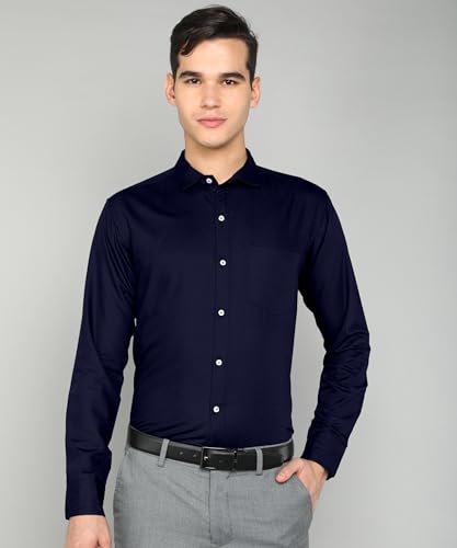 Image of MILDIN Men's Pure Cotton Striped Printed Shirt with Spread Collared Neck Full Sleeve Curved Hemline Button Closure and Regular Fit | Shirt for Man