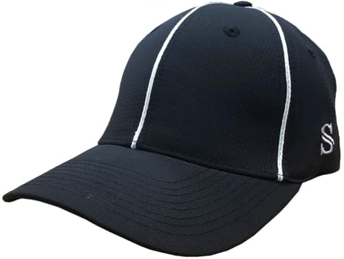 Smitty HT110 - Performance Flex Fit Football Referee Hat - Black with White Piping (US Alpha Small Black-White Piping)