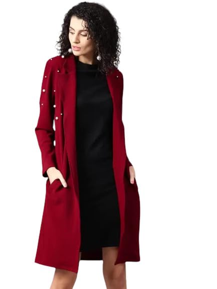 iuga Polyester Women's Shrug Stretch Calf-Length Full-Sleeves (403_Maroon_Medium)-picture-54