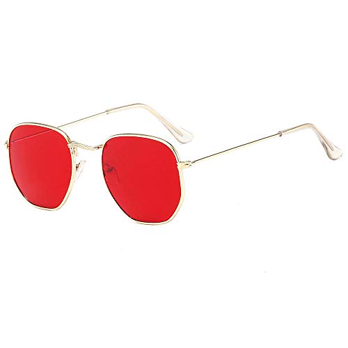 Small square sunglasses ocean piece sunglasses men and women sunglasses trend-Golden Frame Red Film