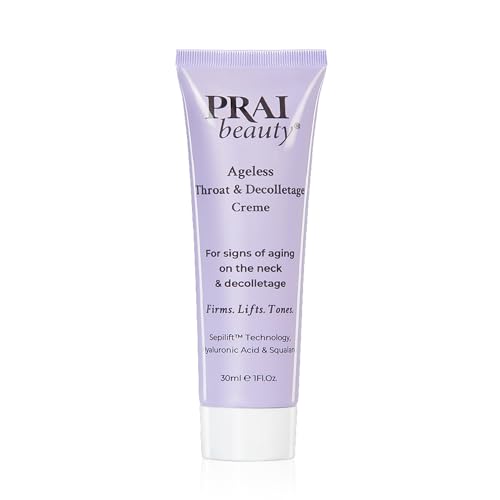 PRAI Ageless Throat & Decolletage Creme 30ml - Anti-Ageing Collagen Boosting Skincare Cream - Tightens & Firms Skin Reduces Wrinkles - Luxury Neck Moisturiser With Hyaluronic Acid - 7 Day Results