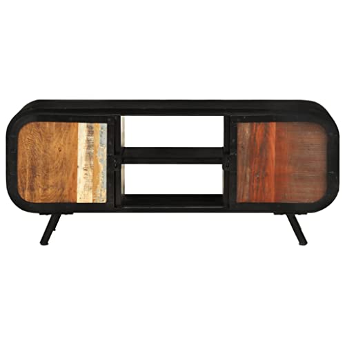 KBHRENP Industrial Style Media Console with Multicolor Finish TV Stand and Rustic Modern TV Storage Unit Made from Solid Reclaimed Wood