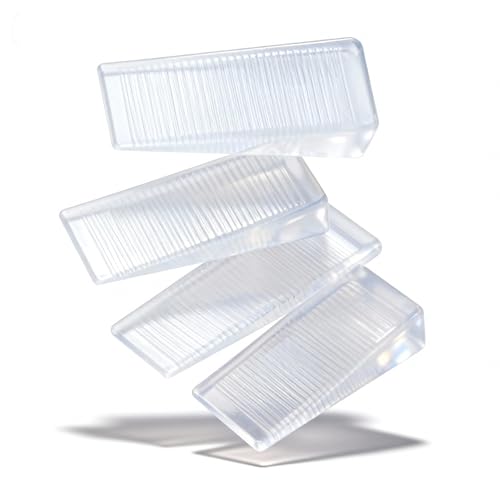 Clear Heavy-Duty Plastic Shims Professional Leveling Wedges for Wobbly Toilets Furniture Washers & Commercial Equipment Trim-to-Fit Stackable Non-Slip Floor Protection(Clear 4 Pack)