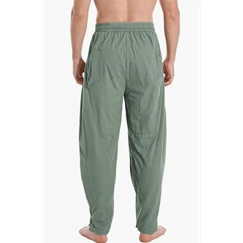 Men's Linen Cotton Loose Fit Casual Lightweight Elastic Waist Summer Beach Pants 2025 Spring Summer Trendy Trouser4