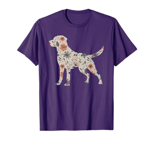 Floral Labrador Retriever Silhouette Vintage Labrador Boho T-Shirt