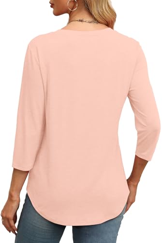 image for XIEERDUO 3/4 Sleeve Tops for Women Plus Size Crewneck Pleated Tunic To
