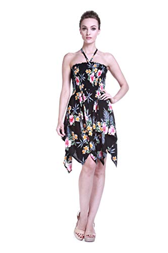 Image of Family Matching Hawaiian Clothes, Hibiscus Black | Black Hibiscus Print • Soft Rayon Fabric • Family Matching Outfits • Vacation Ready • Luau Party Wear