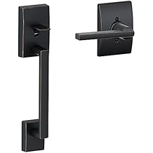Schlage FE285 CEN 716 LAT CEN Century Front Entry Handleset with Latitude Lever, Lower Half Grip, Aged Bronze