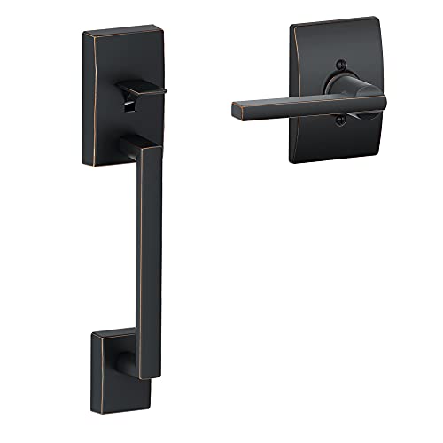 Schlage FE285 CEN 716 LAT CEN Century Front Entry Handleset with Latitude Lever, Lower Half Grip, Aged Bronze by SCHLAGE - Used condition - US$108.20