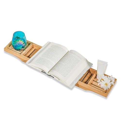 Bandeja de Bañera de Bambú, Organizador Rejilla Elegante, Soporte Decorativo para Jabón, Velas y Botellas, Ideal para un Baño SPA Relajante, 70x15x4.5cm