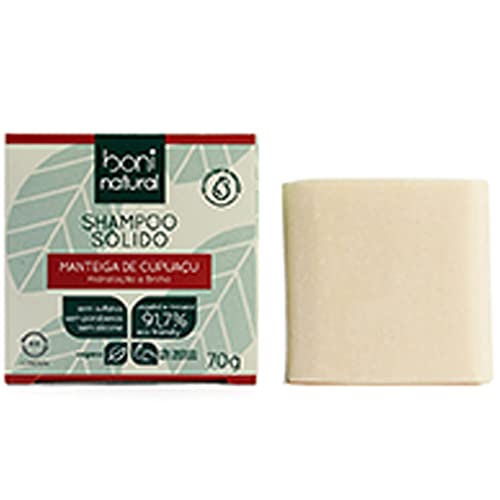 Shampoo Sólido Vegano Boni Natural com Manteiga de Cupuaçu para Hidratação e Brilho, Sem Silicones, Sem Sulfatos, Sem Parabenos, Boni Natural, Verde, BONI NATURAL
