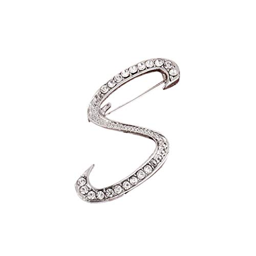 Preisvergleich Produktbild Feytuo 26 englische Buchstaben Brosche, 1 STÜCK Kristall Paar Gedenkschmuck Liebesgeschenke Silber S