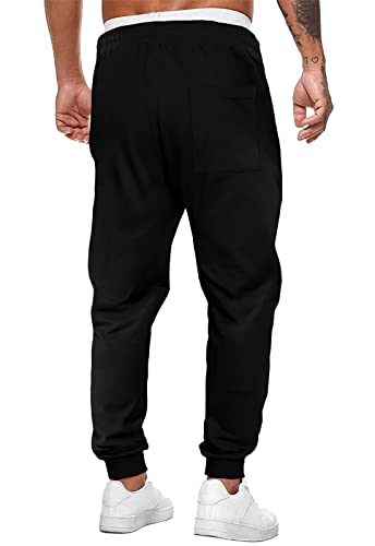 Meilicloth Mens Joggers Bottoms Casual Trousers Stretch Pants Jogging Gym Running Baggy Athletic Work Joggers Men Black Small - Image 3