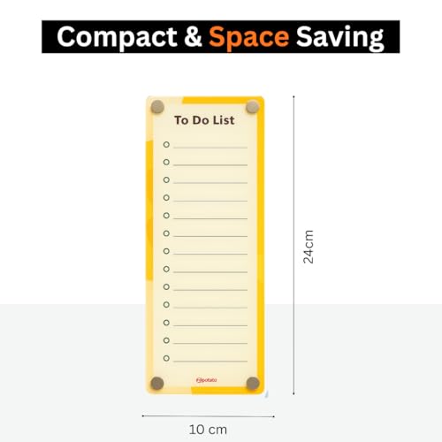 Image of Magnetic Acrylic Fridge Weekly Planner | Family Calendar & Daily Routine Organiser | Reusable Fridge Magnet Board | 24x10 cm | Yellow