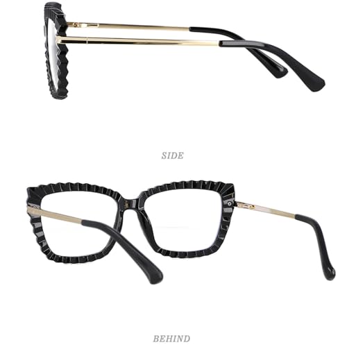 Lunettes œil de chat avec monture en cristal à coupe ciselée - 3