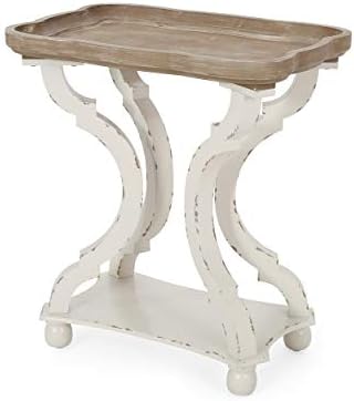 Christopher Knight Home Esther French Country Accent Table with Rectangular Top, White and Brown
