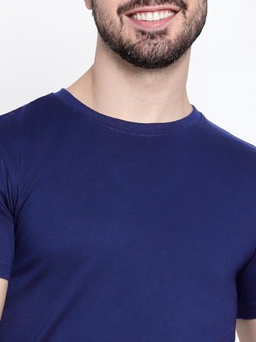 Image of BEYOUNG Cotton Regular Fit Plain T-Shirt for Men | Flexible Round Neck | Casual T-Shirt | Solid T-Shirt | Half-Sleeves | Stylish T-Shirt
