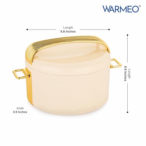 Image of WARMEO Majestic Inner Stainless Steel Casserole 2500ml Ivory | PU Insulated | BPA Free | Food Grade | Easy to Carry | Easy to Store | Chapati | Roti | Curd Maker